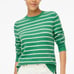 New women's J Crew Factory green striped crewneck sweater in extra-soft yarn