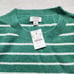 New women's J Crew Factory green striped crewneck sweater in extra-soft yarn