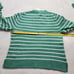 New women's J Crew Factory green striped crewneck sweater in extra-soft yarn