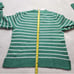 New women's J Crew Factory green striped crewneck sweater in extra-soft yarn