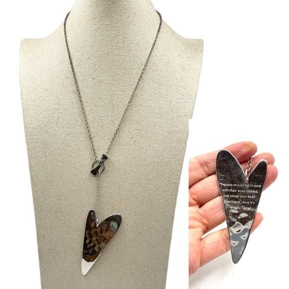 RARE Vintage Robert Lee Morris Andy Warhol .925 Sterling Heart Message Necklace