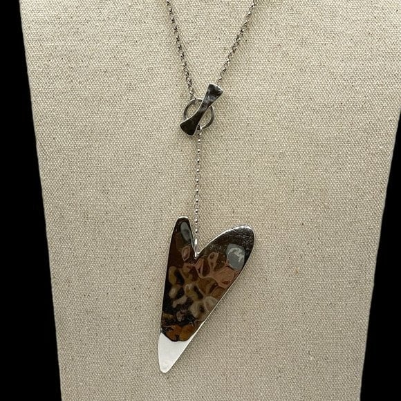 RARE Vintage Robert Lee Morris Andy Warhol .925 Sterling Heart Message Necklace - detail