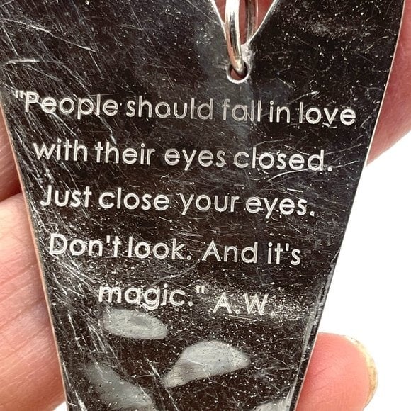 RARE Vintage Robert Lee Morris Andy Warhol .925 Sterling Heart Message Necklace - detail