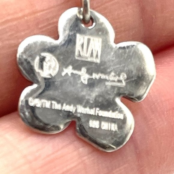 RARE Vintage Robert Lee Morris Andy Warhol .925 Sterling Heart Message Necklace - detail