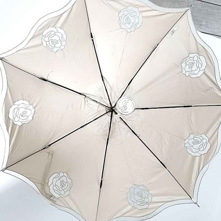 Yves Saint Laurent Rose Pattern Beige Folding Umbrella Sunshade Embroidery