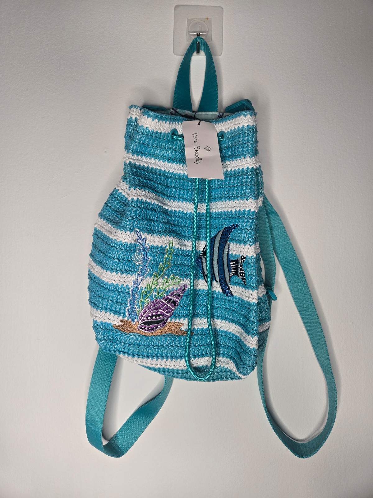 NWT Vera Bradley Antilles Treasure Straw Drawstring Backpack