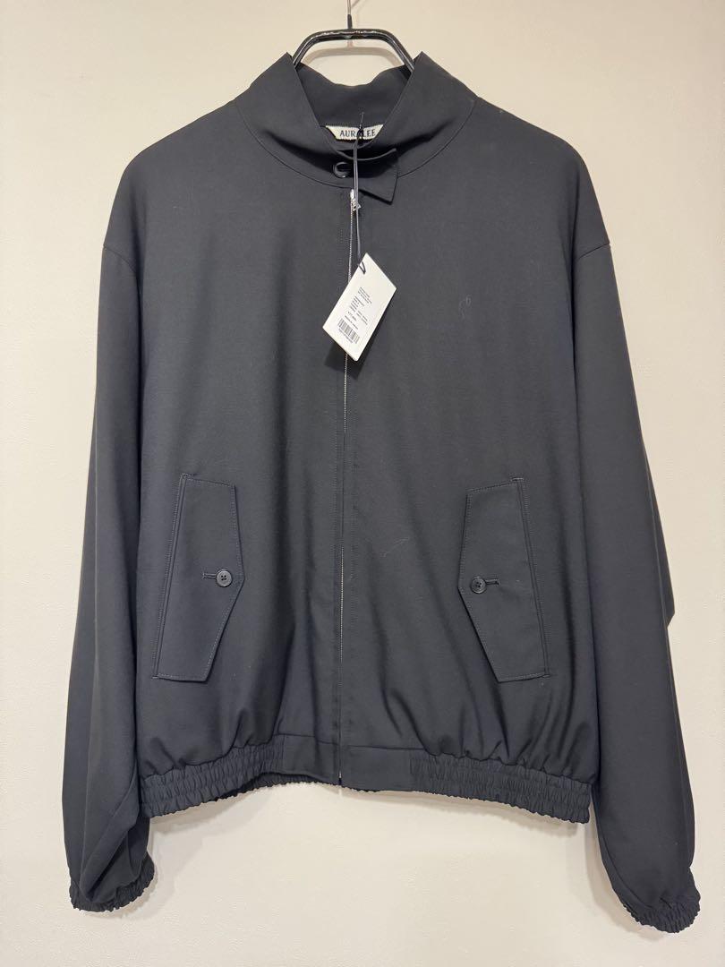 新品 SUPER FINE TROPICAL WOOL ZIP BLOUSON Tropical Wool Zip Blouson in Dark Khaki