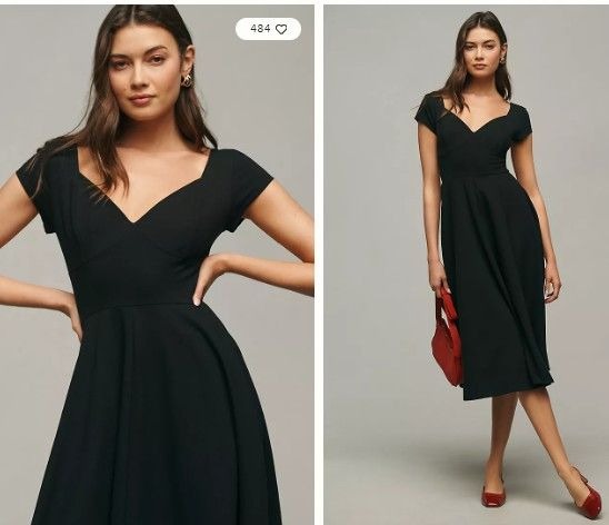 Anthropologie Reformation Brynn Midi Dress Womens M Black Chic Comfort Designer