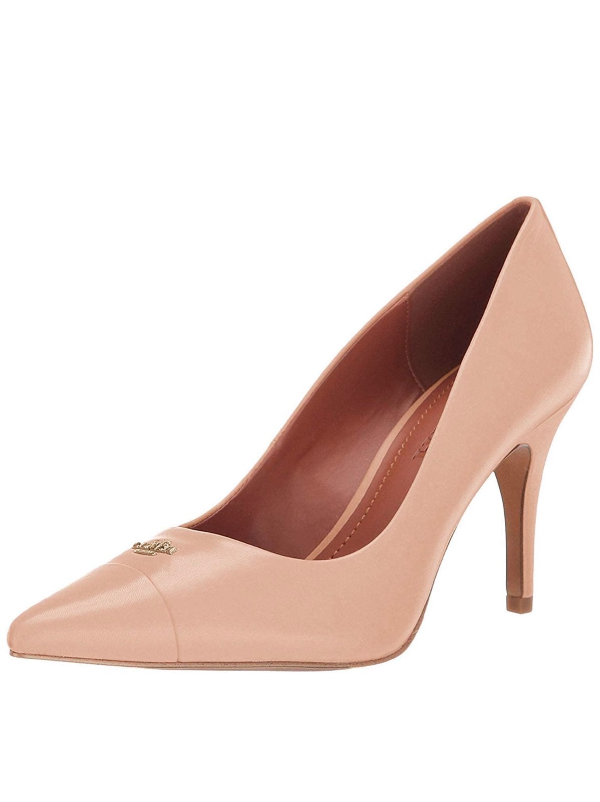 NIB Coach logo leather pump nude heels