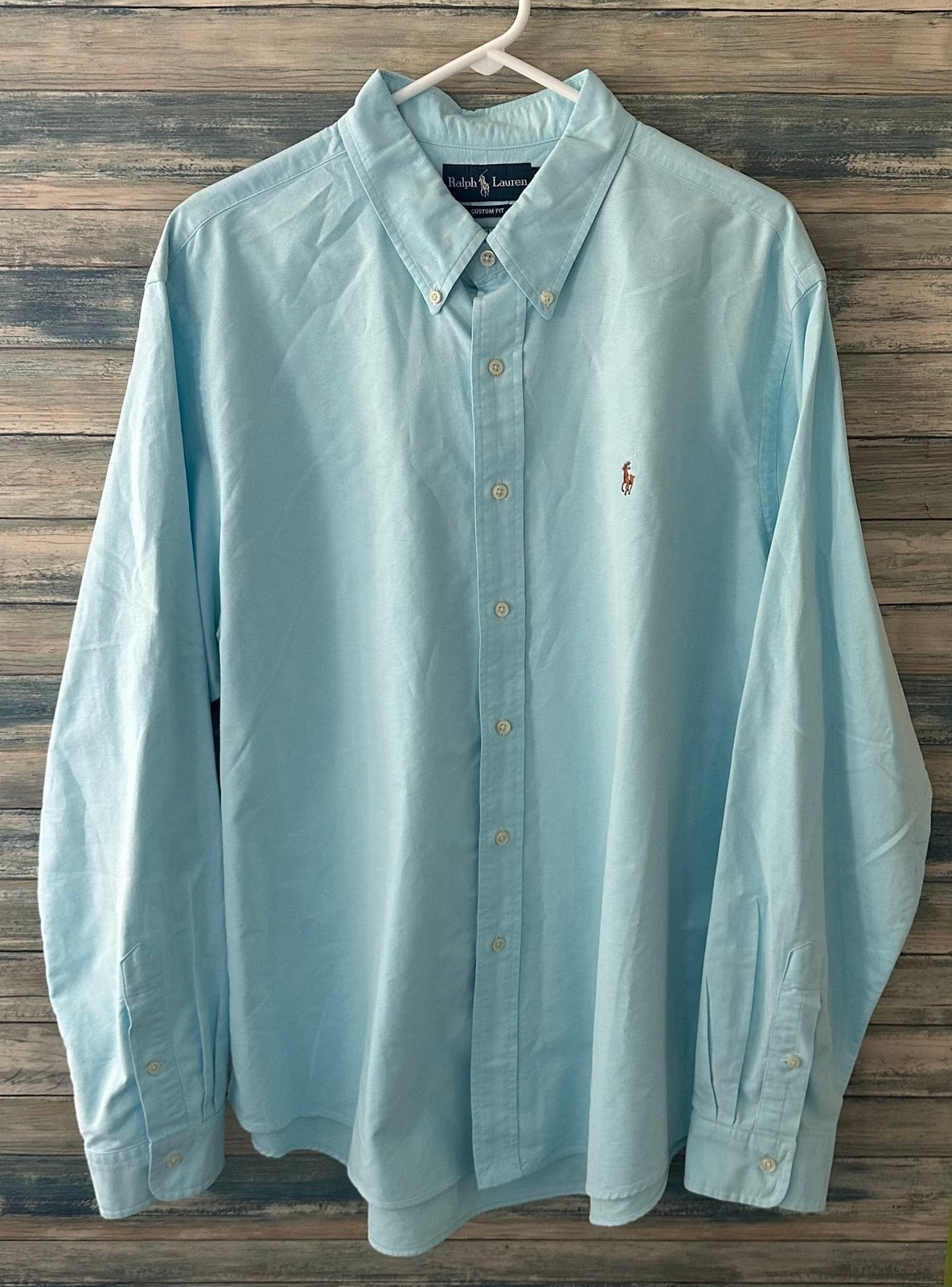 Vintage RALPH LAUREN Custom Fit Blue Oxford Dress up Button Shirt Men’s Size XXL
