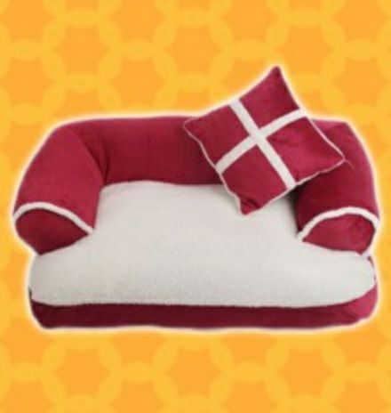 Fluffy Top Red Sofa - Pet Bed