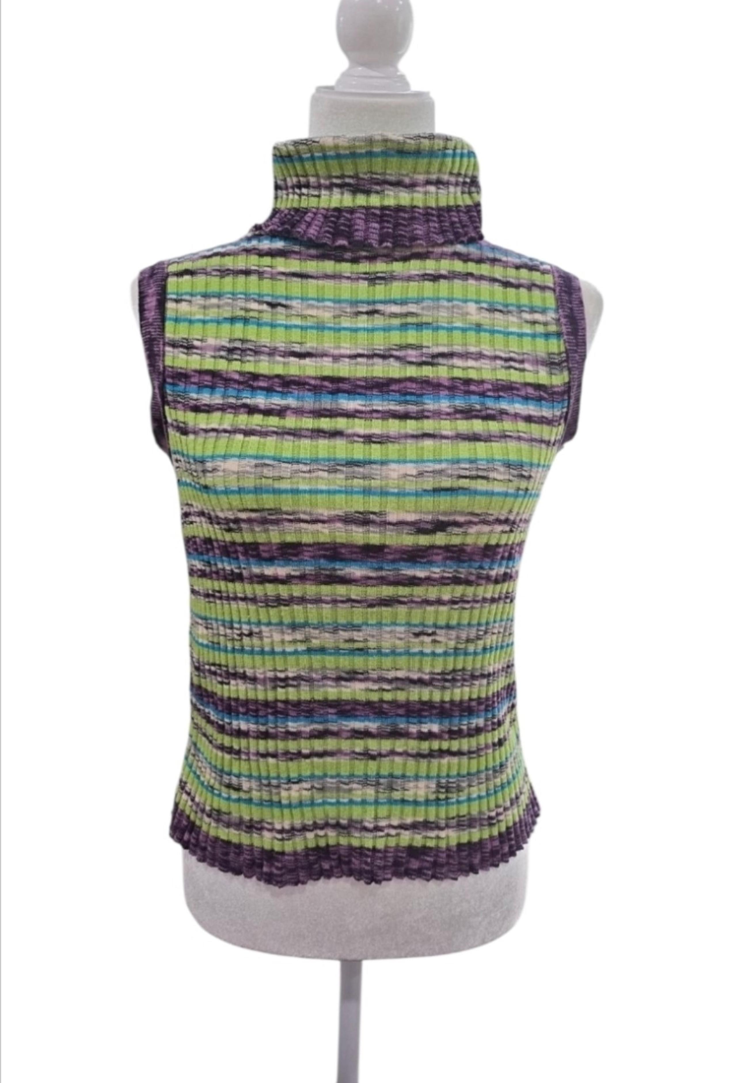 Vintage 90s Dollhouse Multicolor Knit Sleeveless Turtleneck Top. Size Medium