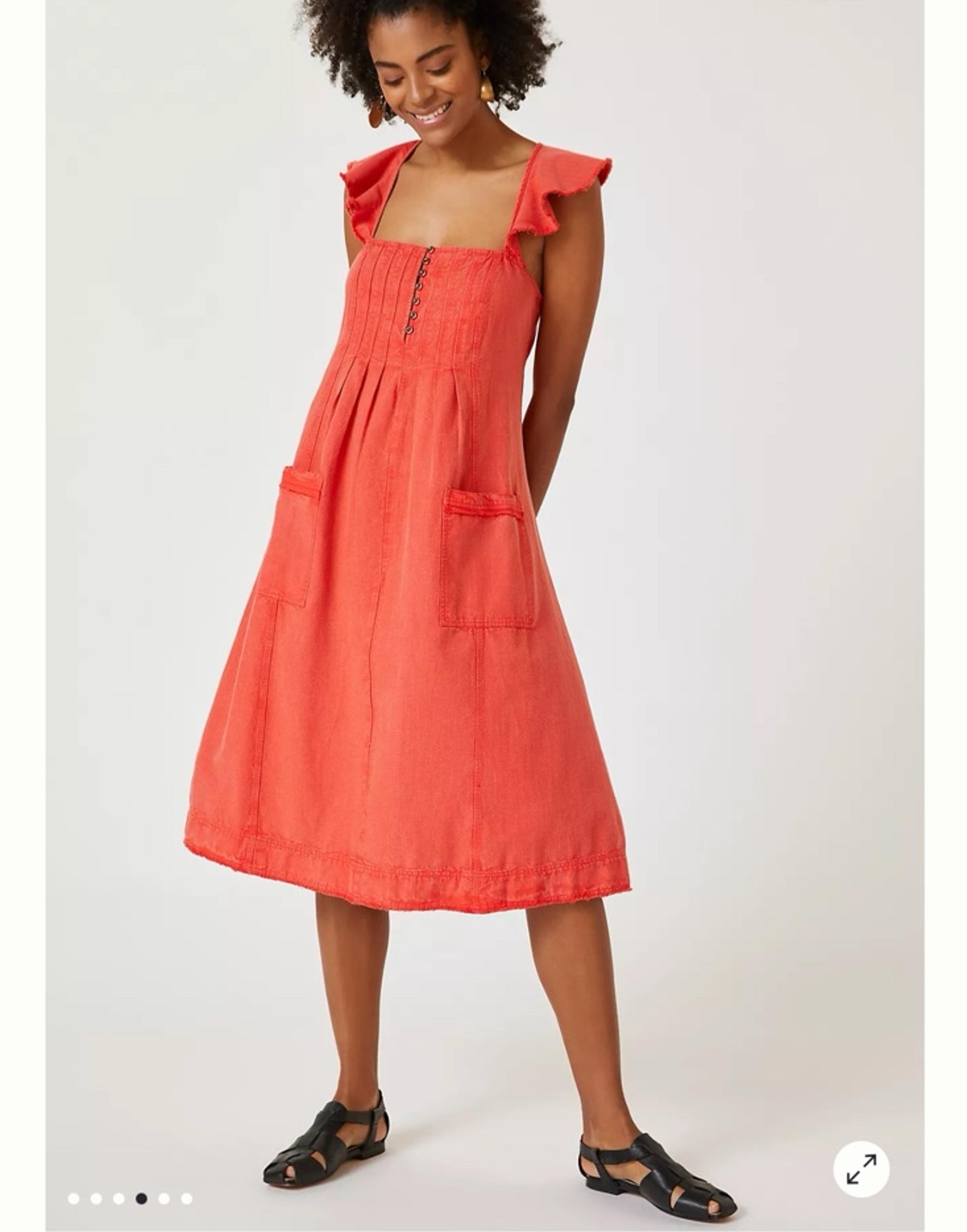Pilcro Flutter Sleeve Midi Dress Coral size XL - Anthropologie