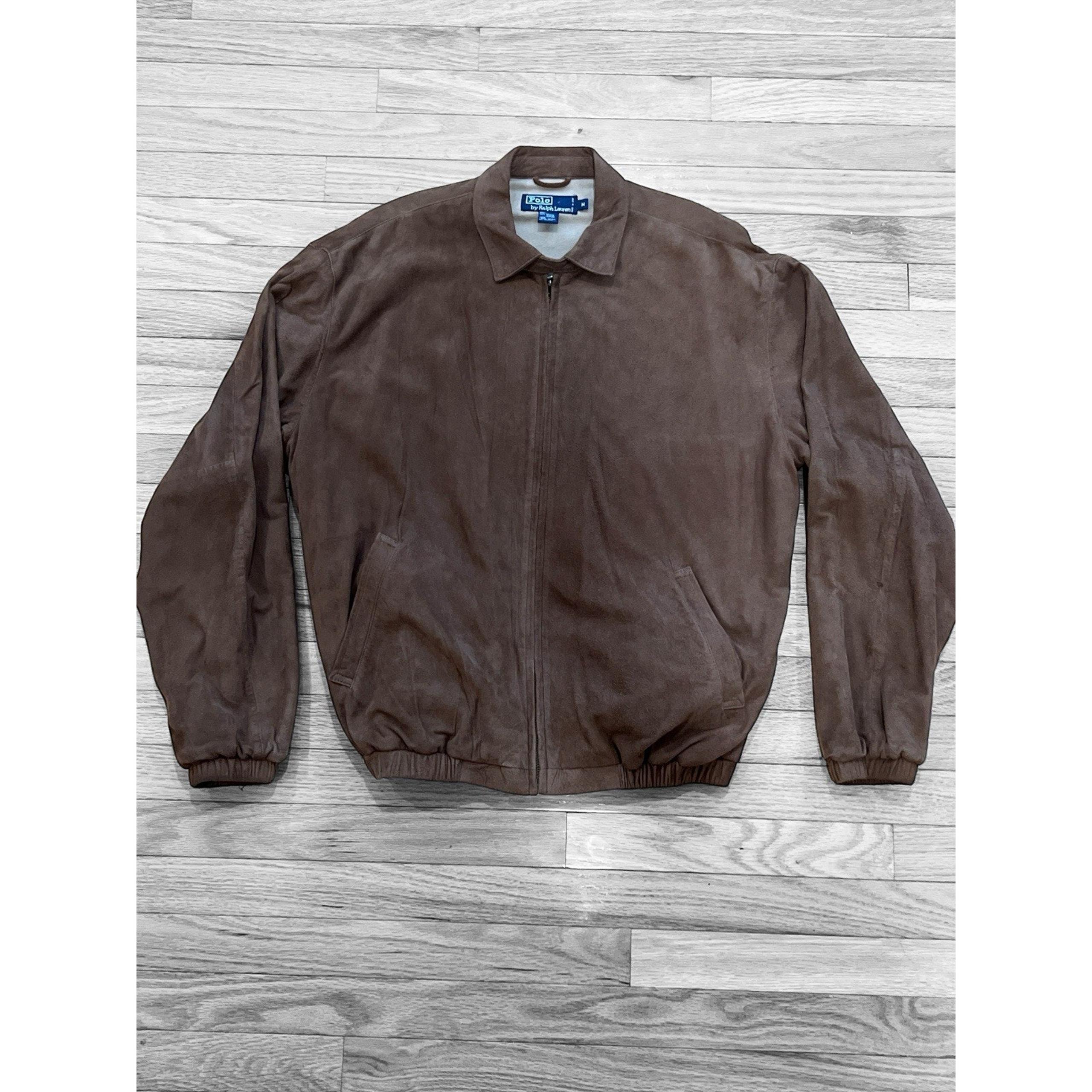 Vintage 90s Polo Ralph Lauren Suede Leather Bomber Jacket Sz. M Cotton Lined