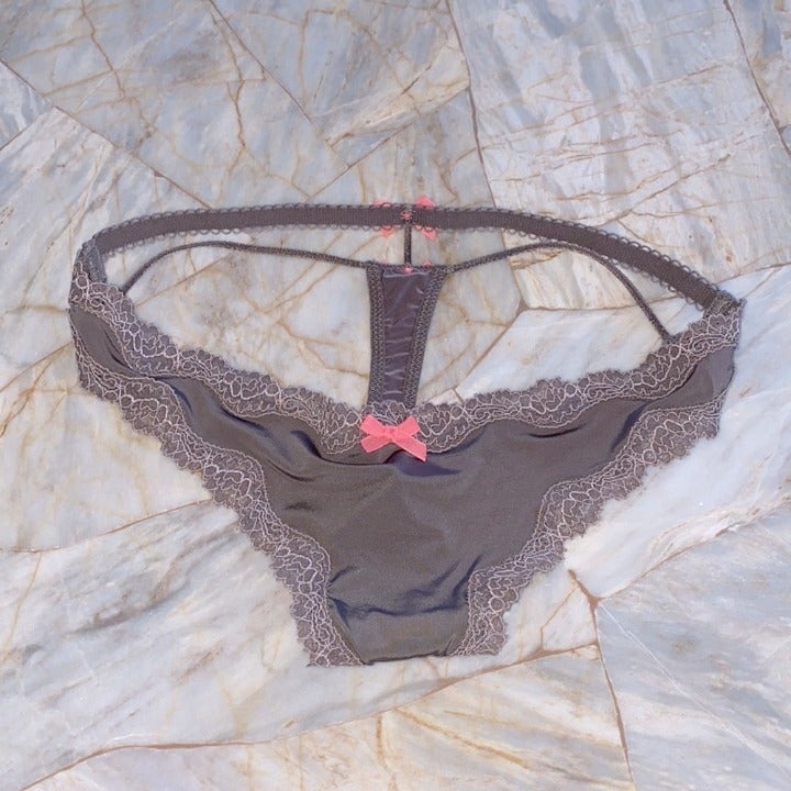 VS Very Sexy Grey Cheeky Thong Underwear Lace XS