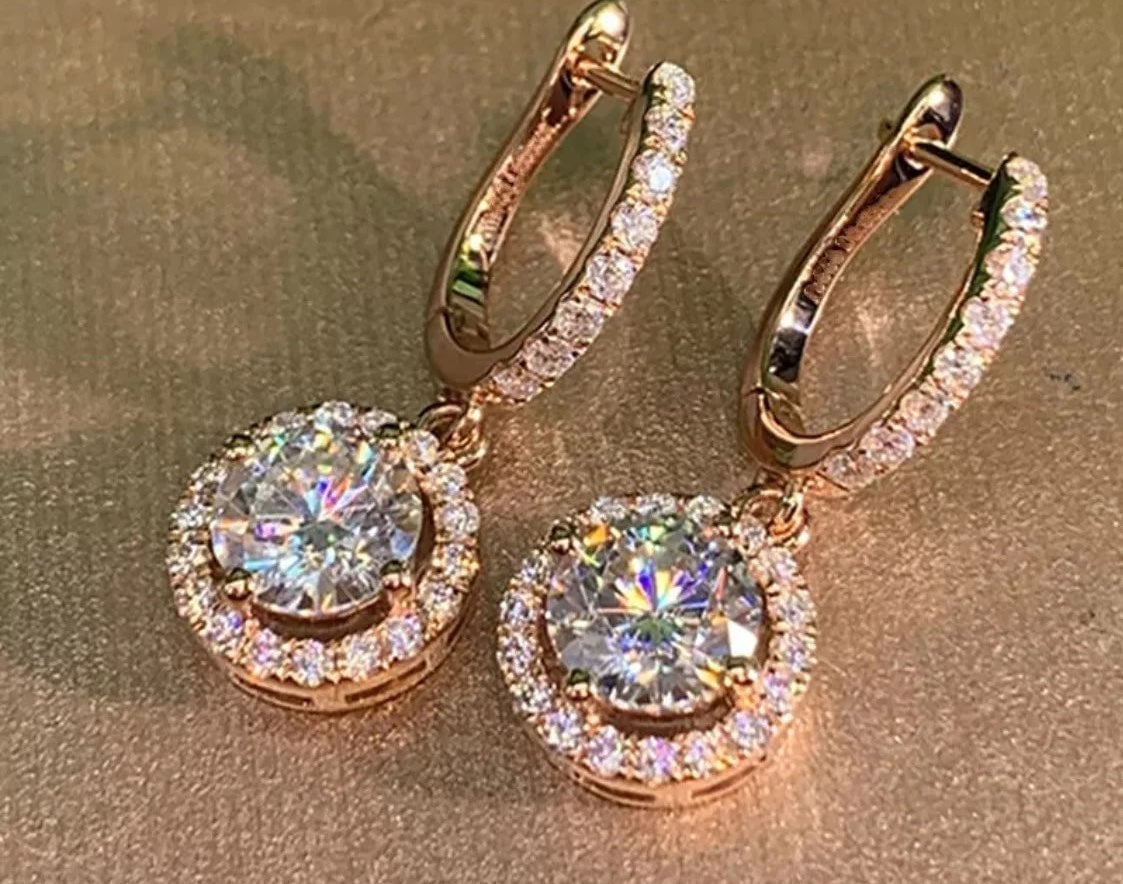 Rose Gold Diamond Drop Earrings