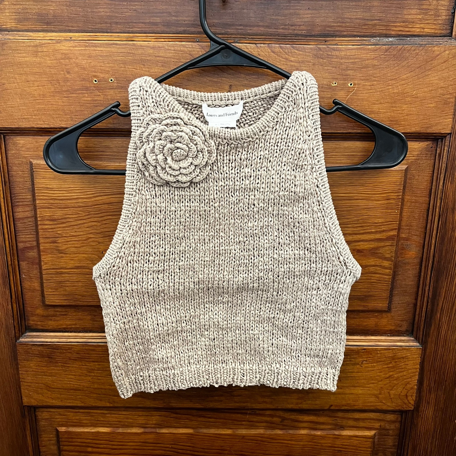 Lovers and Friends XS Joya Rosette Top Knit Tank Top W/ Flower NWT's 158