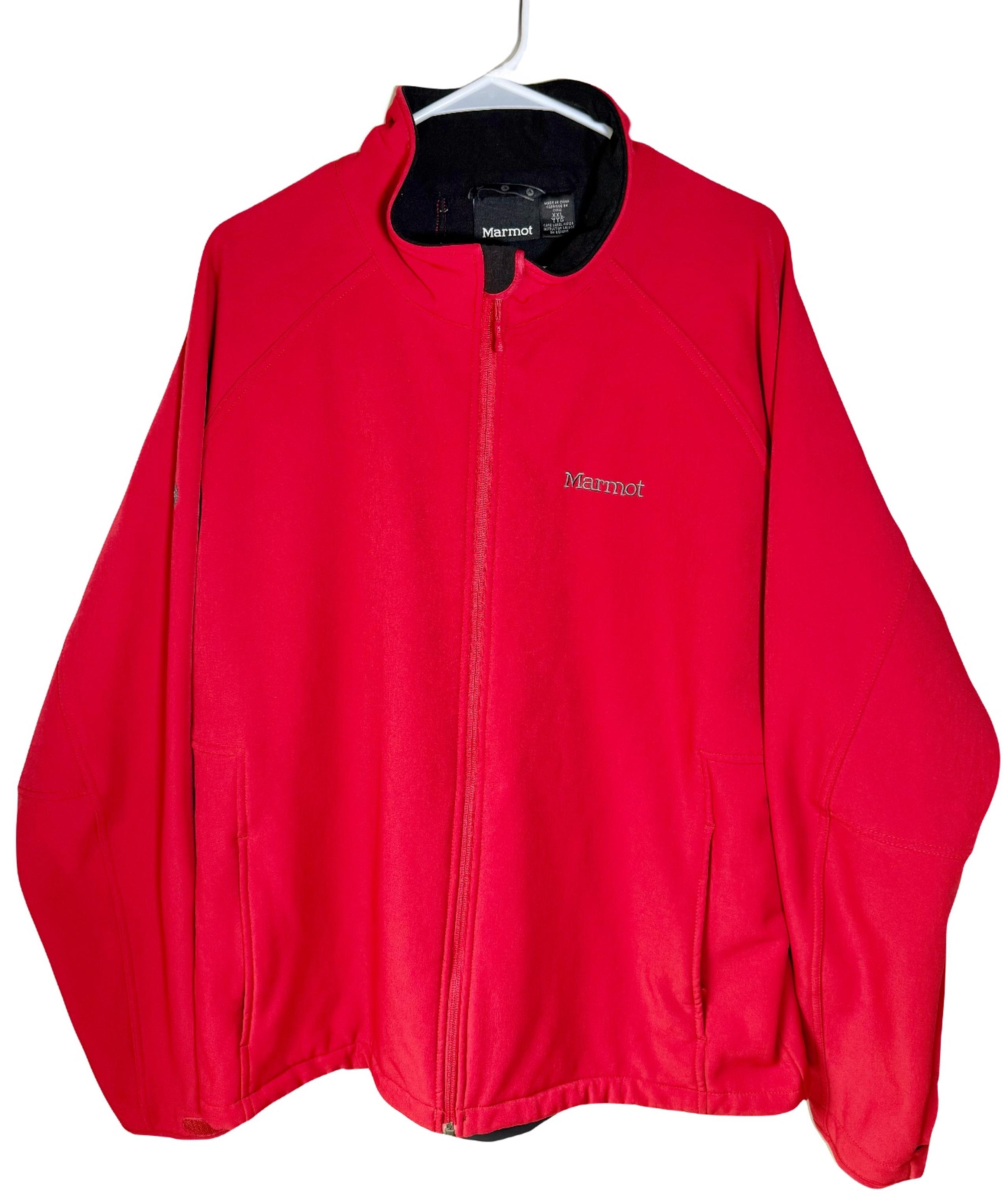 Marmot Water Resistant Full Zip Heavy Jacket Fleece Lined Men's Size XXL 2XL Red