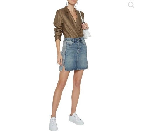NWT! CURRENT/ELLIOTT THE REVERSED MASHED MINI SKIRT JEANS