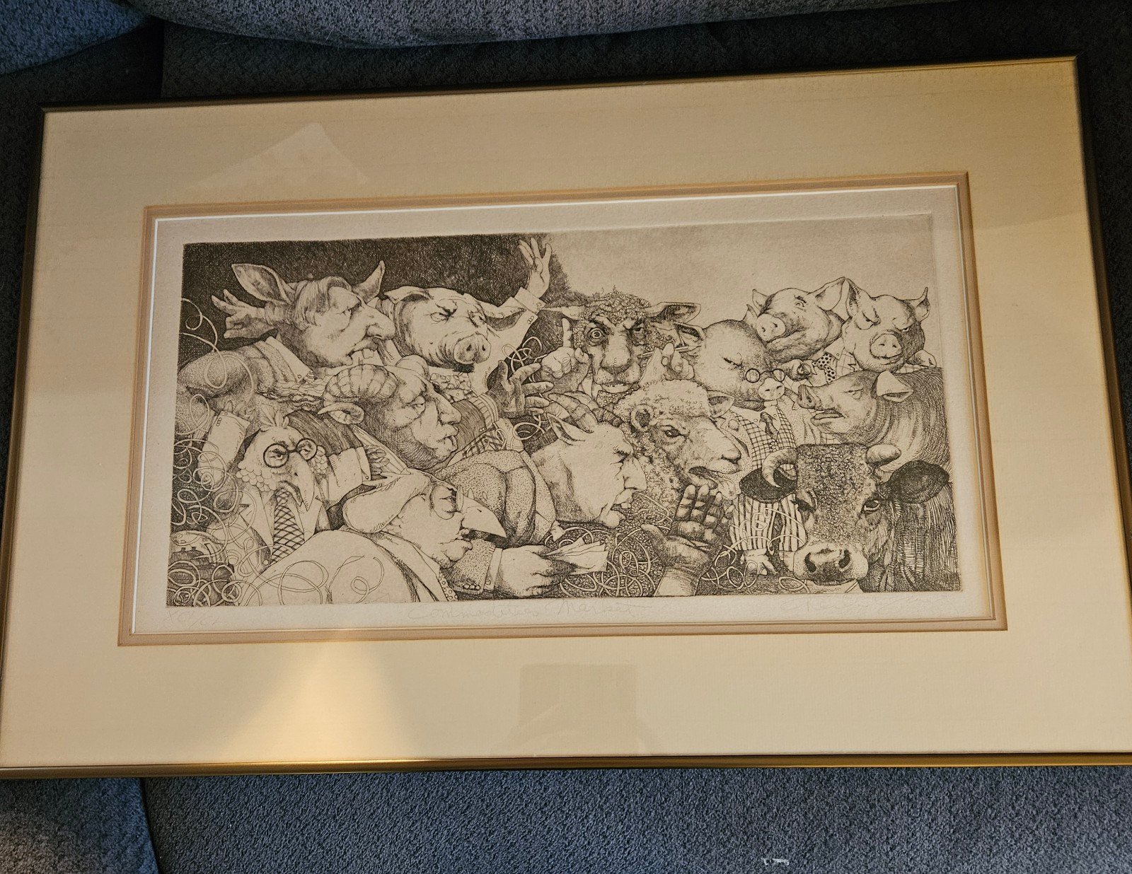 CHARLES BRAGG Framed Commodities Market Etching