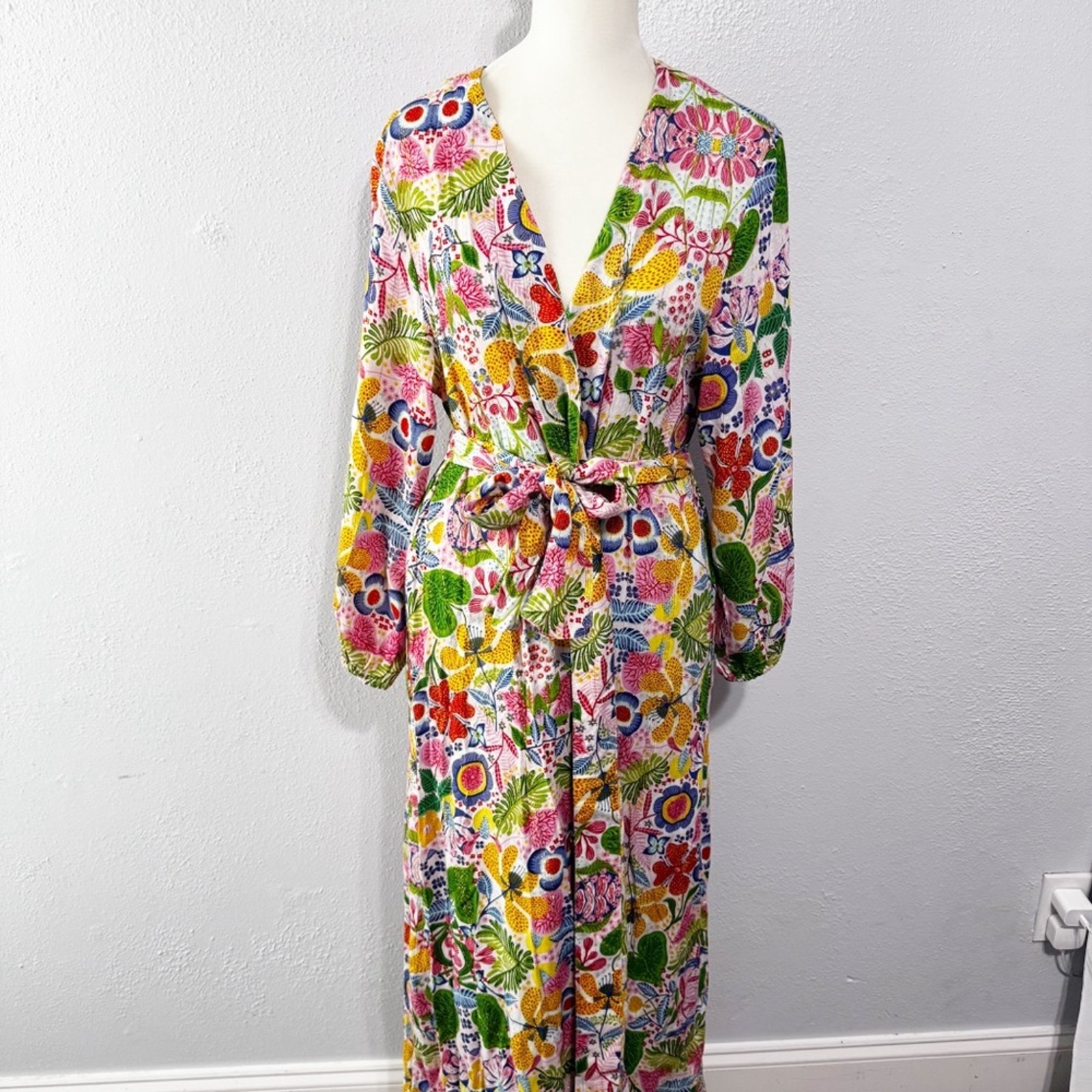 Barok Paris Floral Multicolor Wrap kimono robe one size
