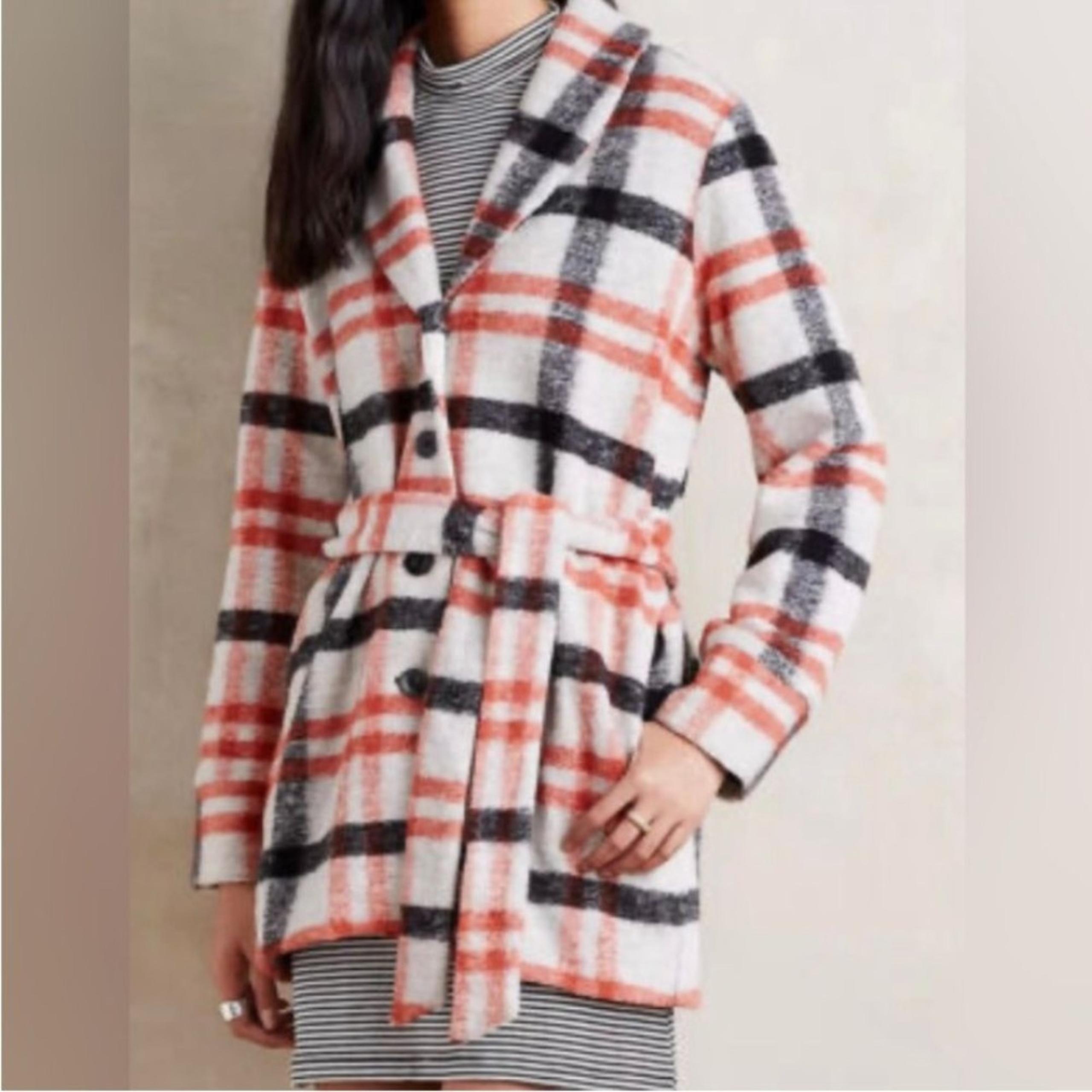 Cartonnier wool blend plaid trench coat Size S - Anthropologie