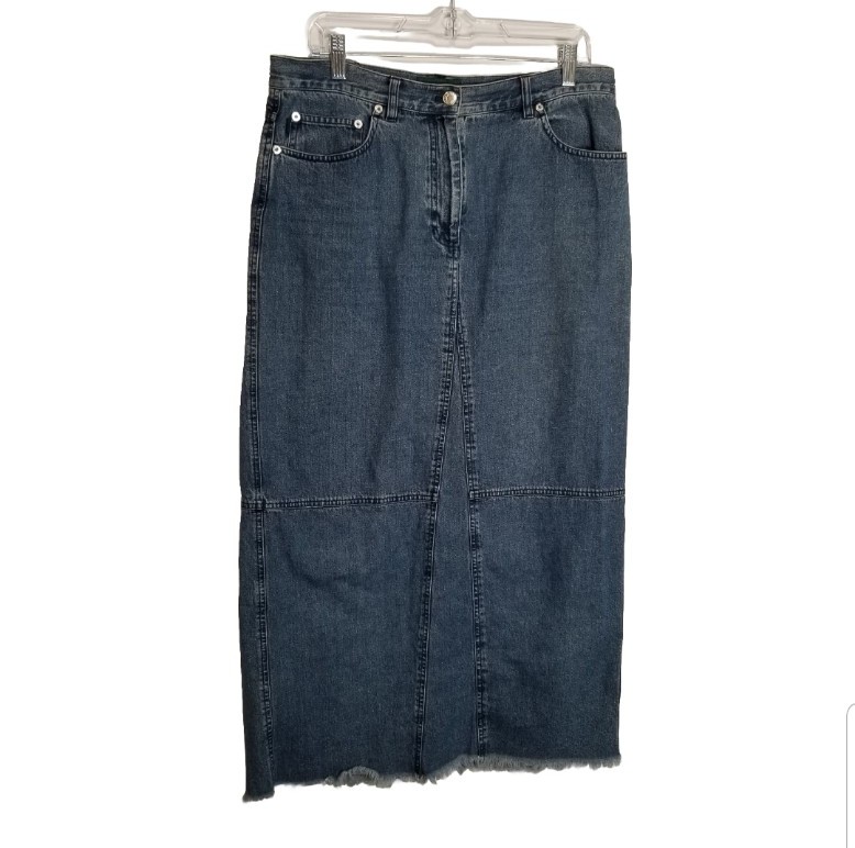 Lauren Jeans Co. Ralph Lauren Maxi Skirt Women's 14 Patchwork Blue Denim