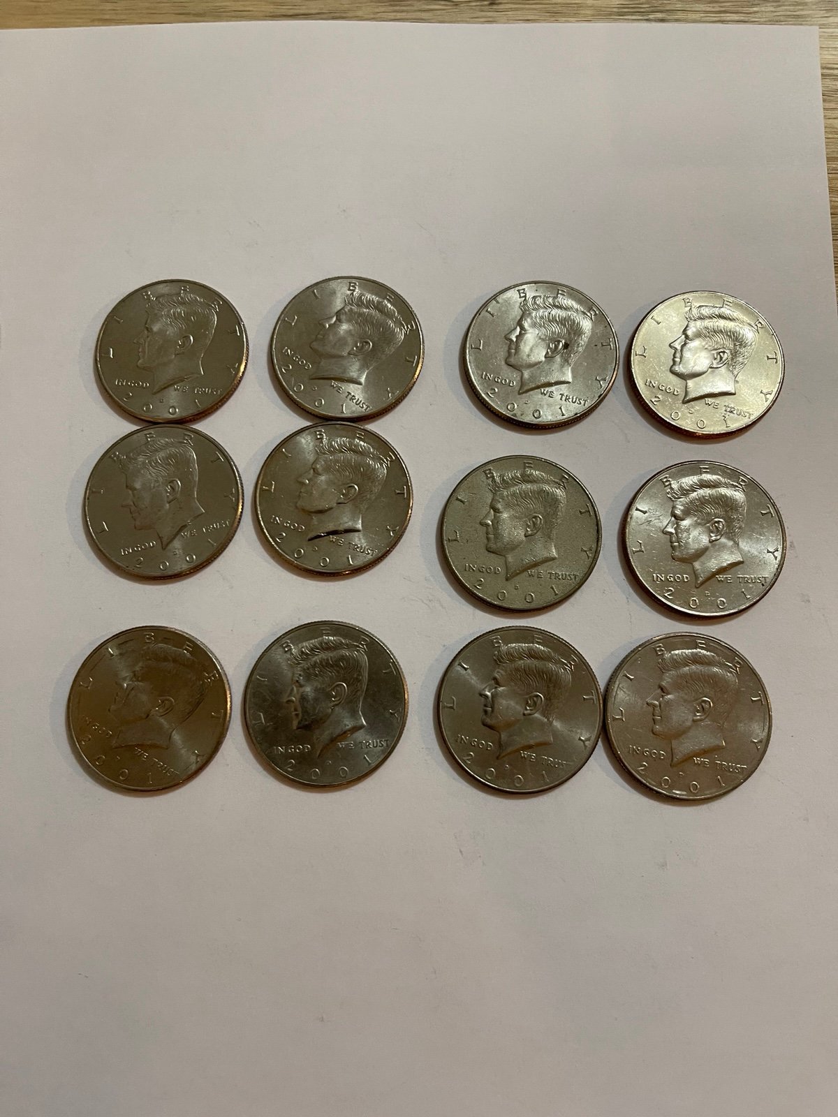 US KENNEDY HALF DOLLAR - 2001 - US DENVER MINT. 12 Set.