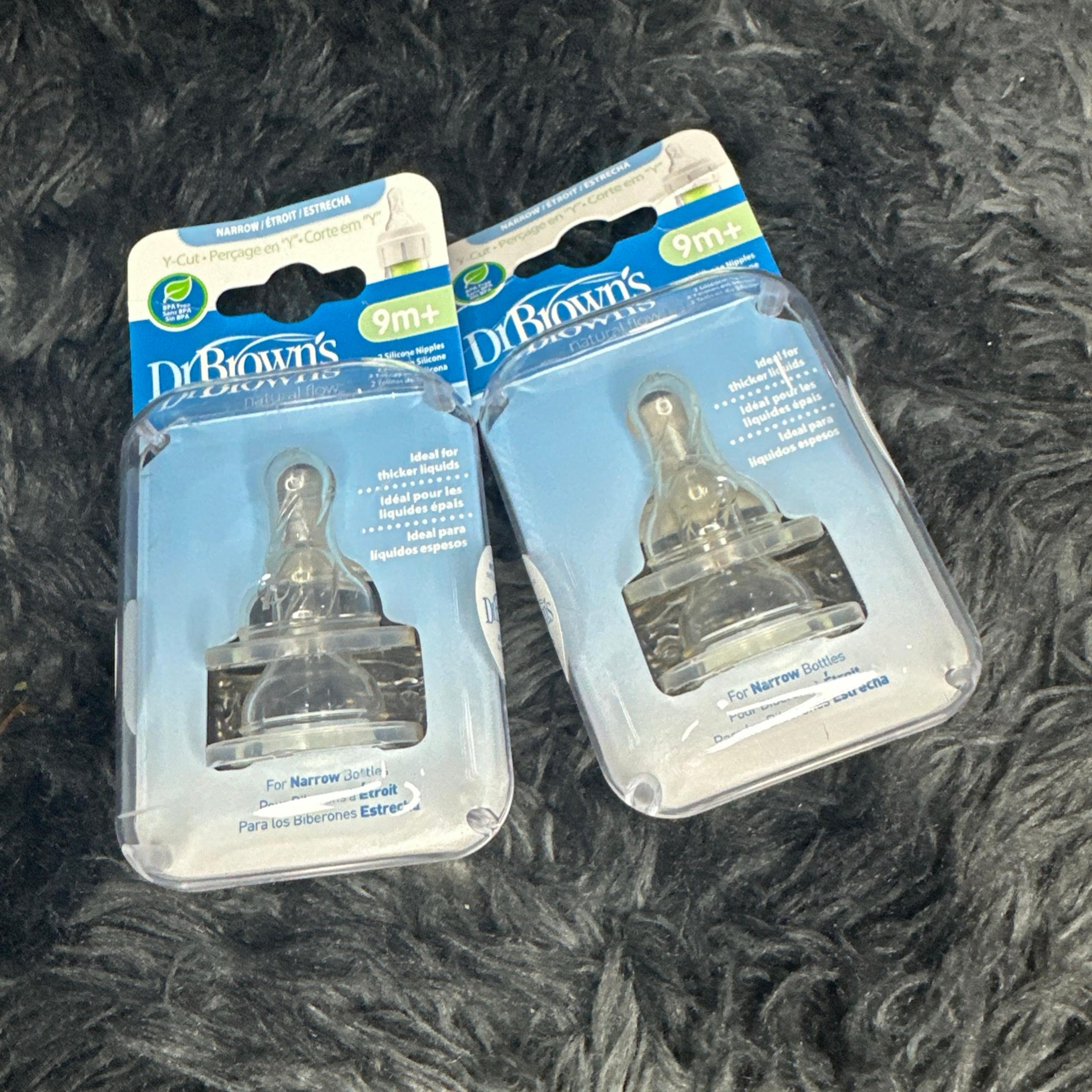 2 Dr. Brown's Natural Flow Standard Silicone Bottle Nipple, Y-Cut 9m+, 2 Ct Each