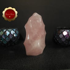 Large 3 lb Carved Rose Quartz Flame
