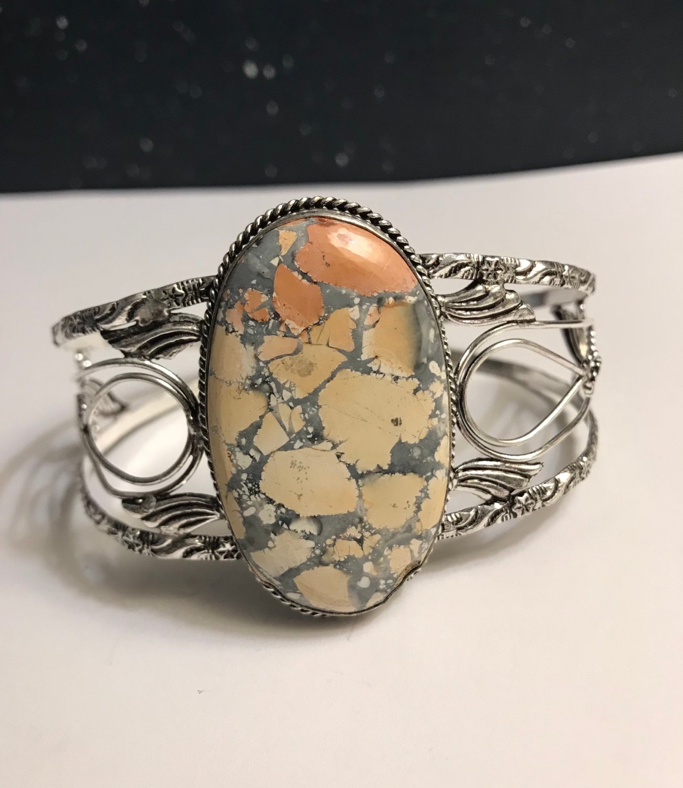 Maligano Jasper 925 Sterling Silver Cuff Bracelet