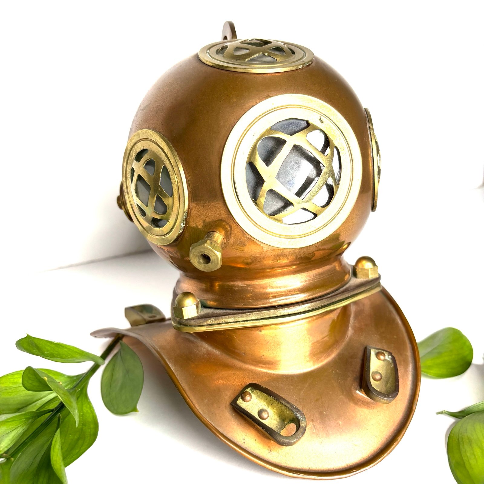 Coper & Brass Gold U.S Navy Antique Diving Divers Helmet 8" Full Size Maritime