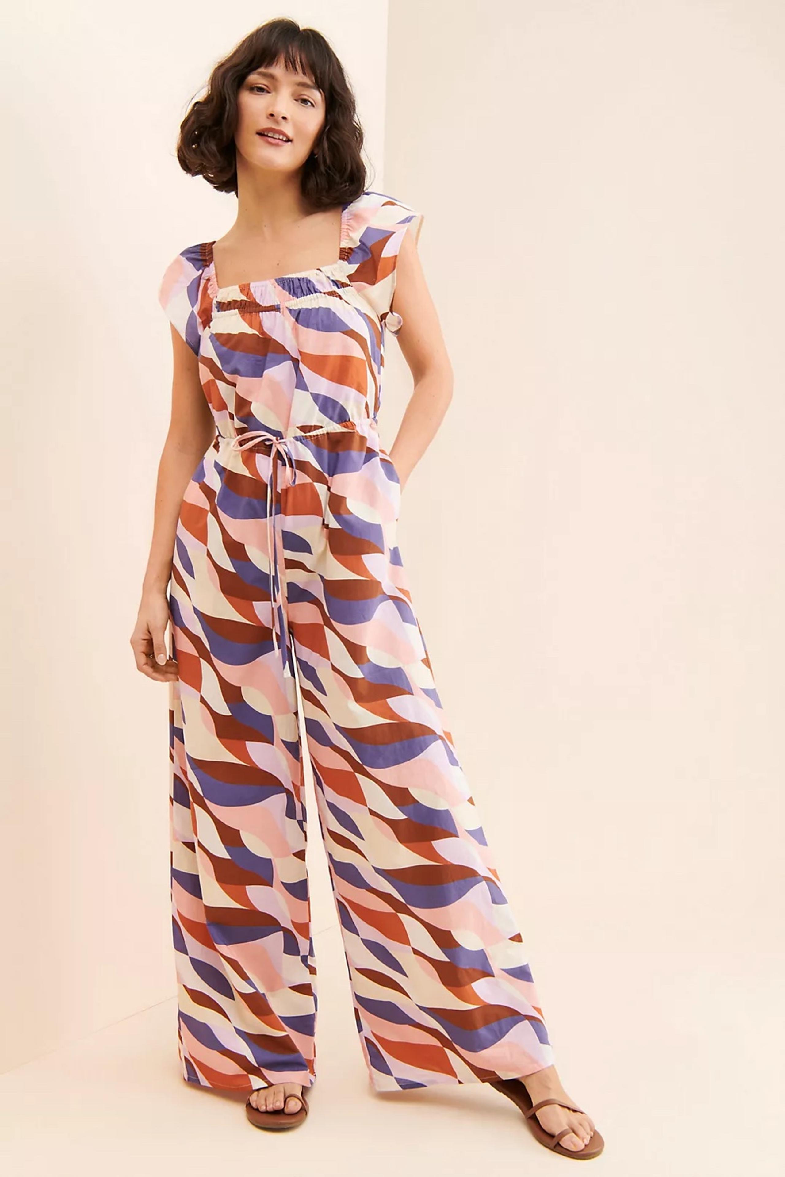 Du Paradis Abstract Wide Leg Jumpsuit XL