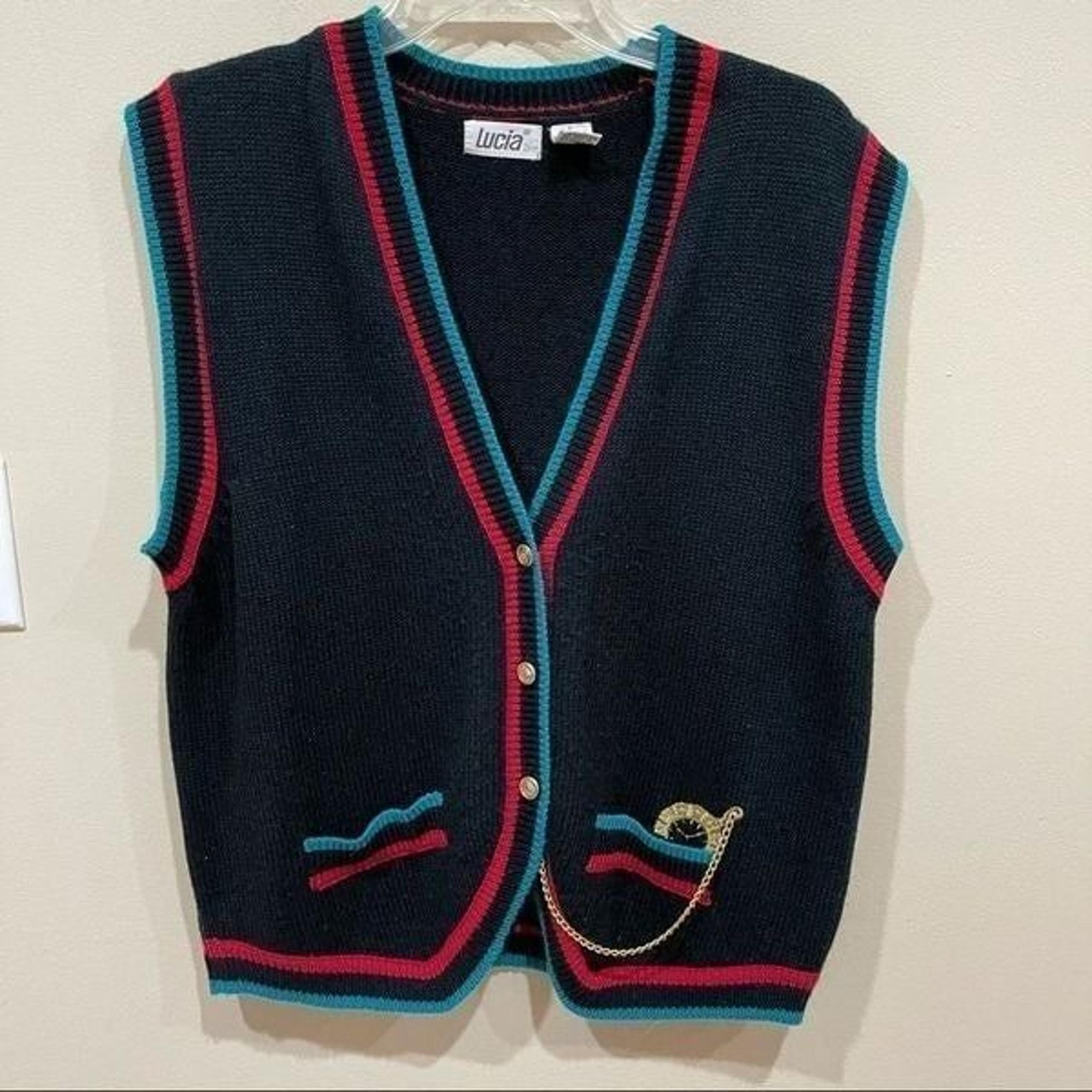 Vintage Lucia Sweater Vest with faux Pocketwatch L