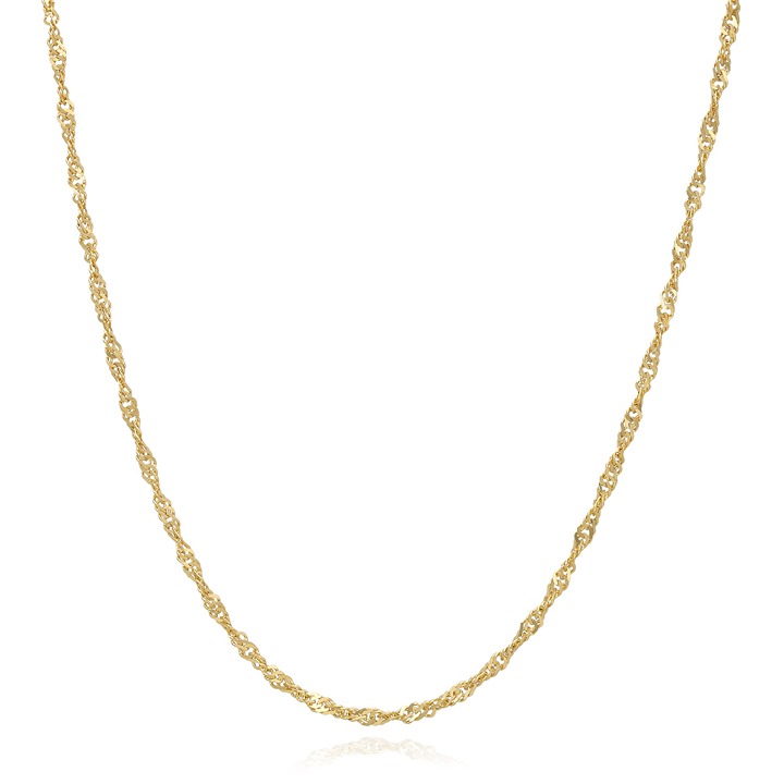 Solid 14K Gold 2mm Singapore Chain Necklace 16