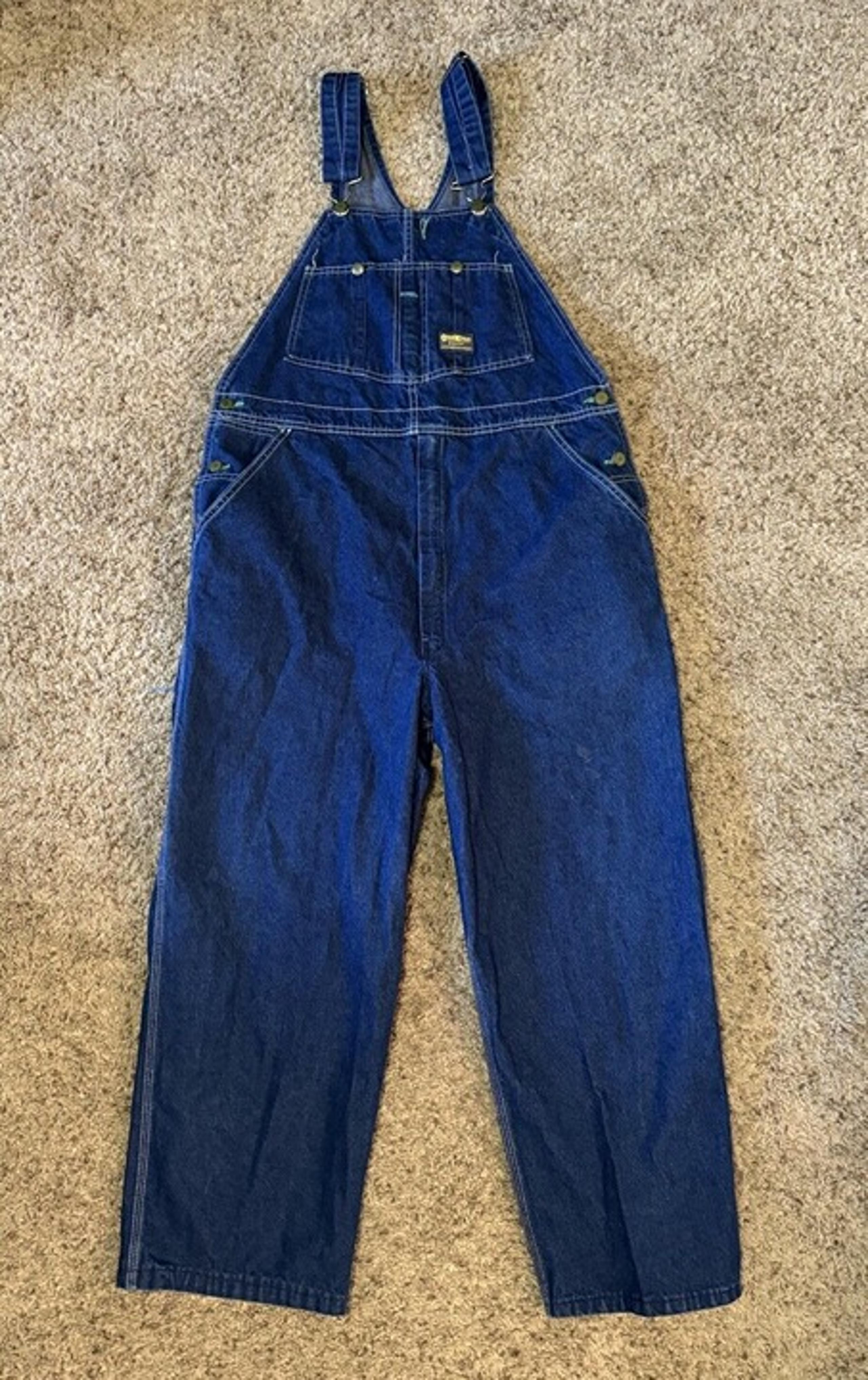 OSHKOSH BGOSH Vintage Overalls Mens 34x27 Blue Denim Work Classic Vestbak USA