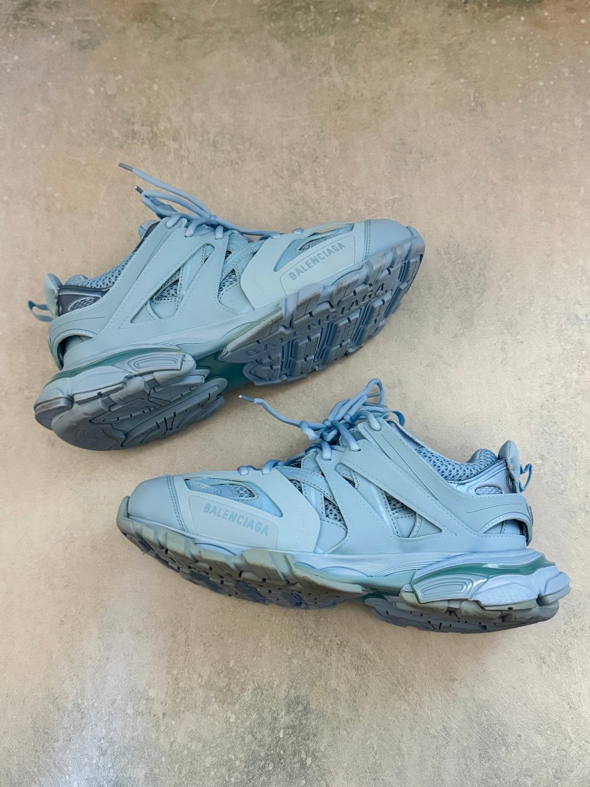 Balenciaga Track Trainer Low Top Chunky Sneakers Light Blue US 8-9