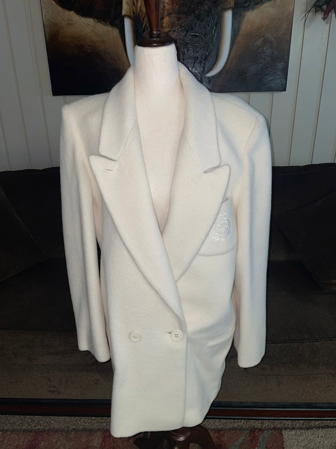 Ashley Scott • Beige/ White • Medium • Wool • Jacket • Blazer