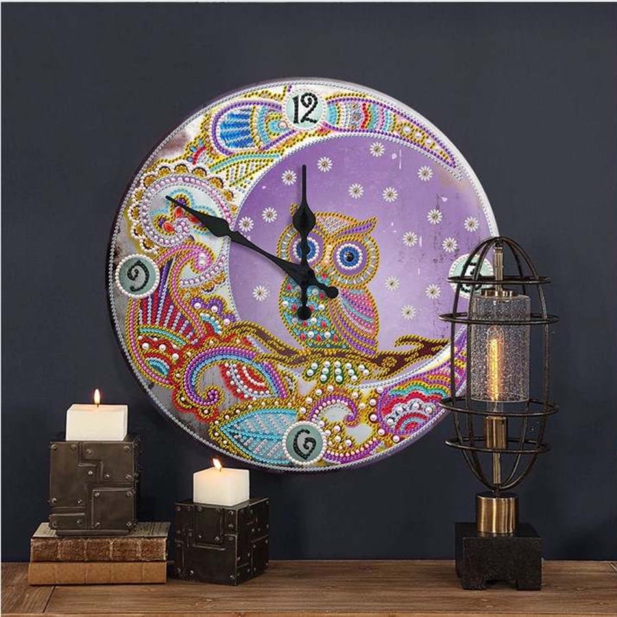 DIY Owl Diamond Painting Wall Clock