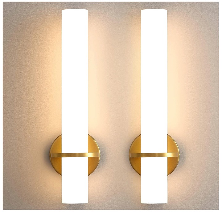 Gold Wall Sconces Set of Two - Dimmable Modern Wall Lighting 18W 3000K Led