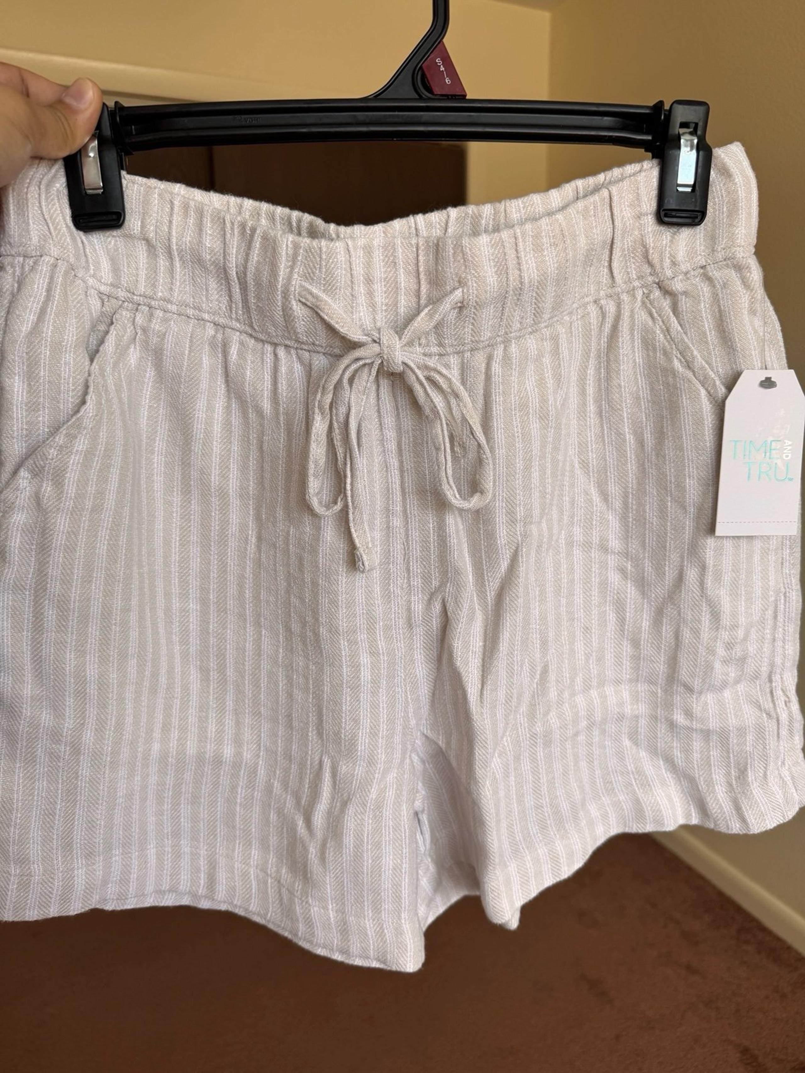 Time and Tru Women's Linen Blend Pull On Shorts, 3.5" Inseam