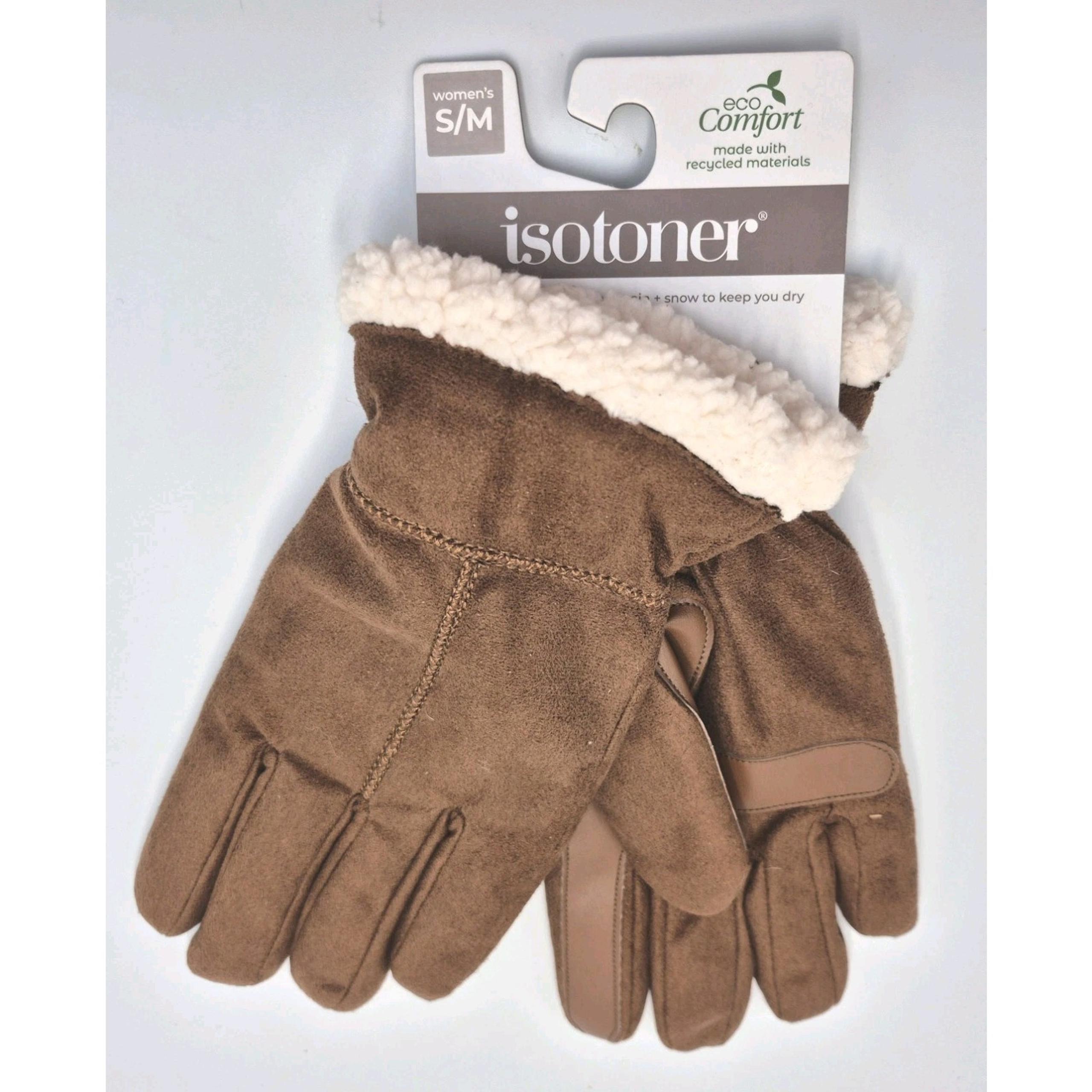 ISOTONER Cognac Fleece Lined Gloves Womens S/M Eco Comfort SmartDri SmarTouch