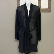 Victoria’s Secret Sheer Black/Gray Tie Close Long Sleeve Robe with Pockets- OSFM