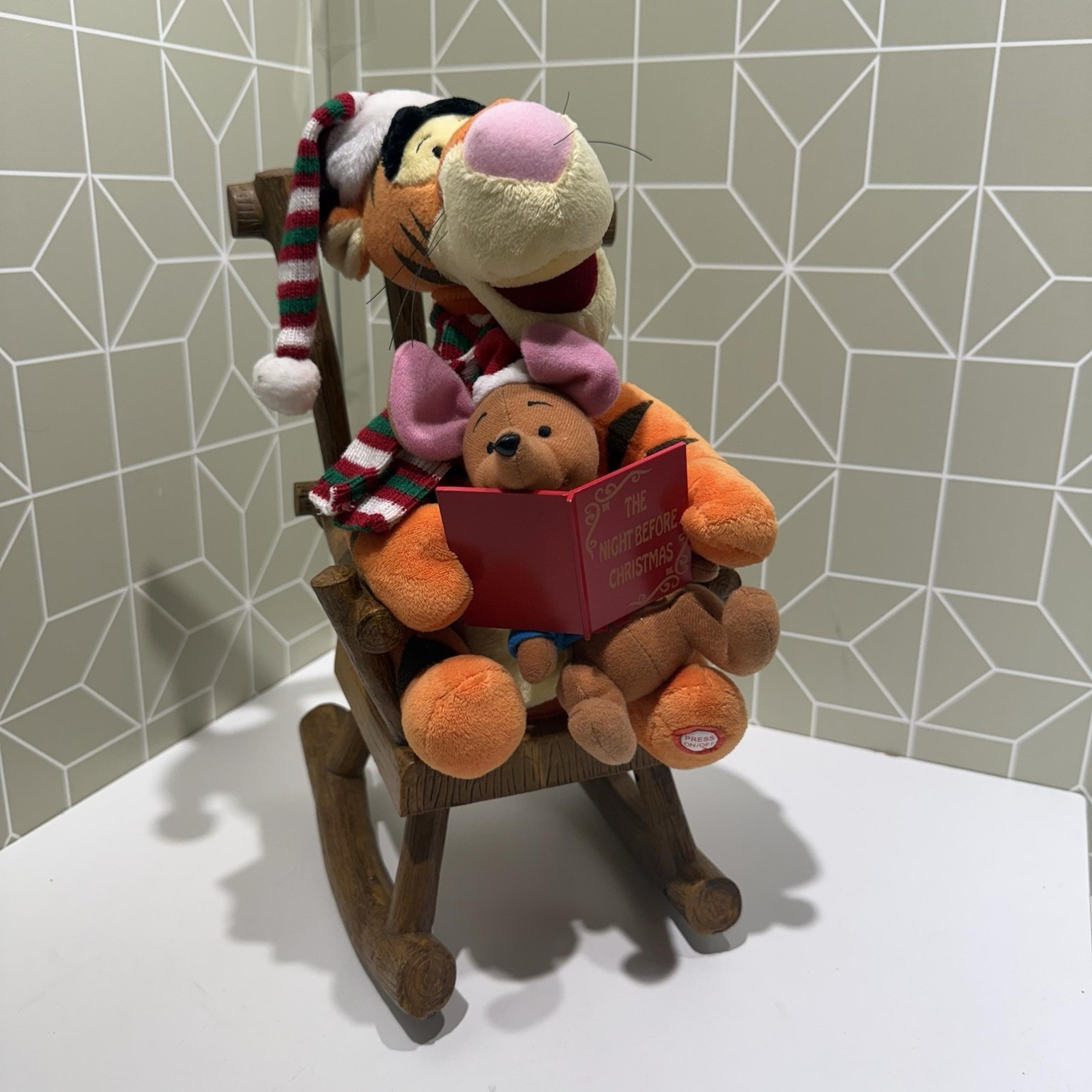 Animated Rocking Chair Tigger and Roo Reading Night Before Christmas Pooh