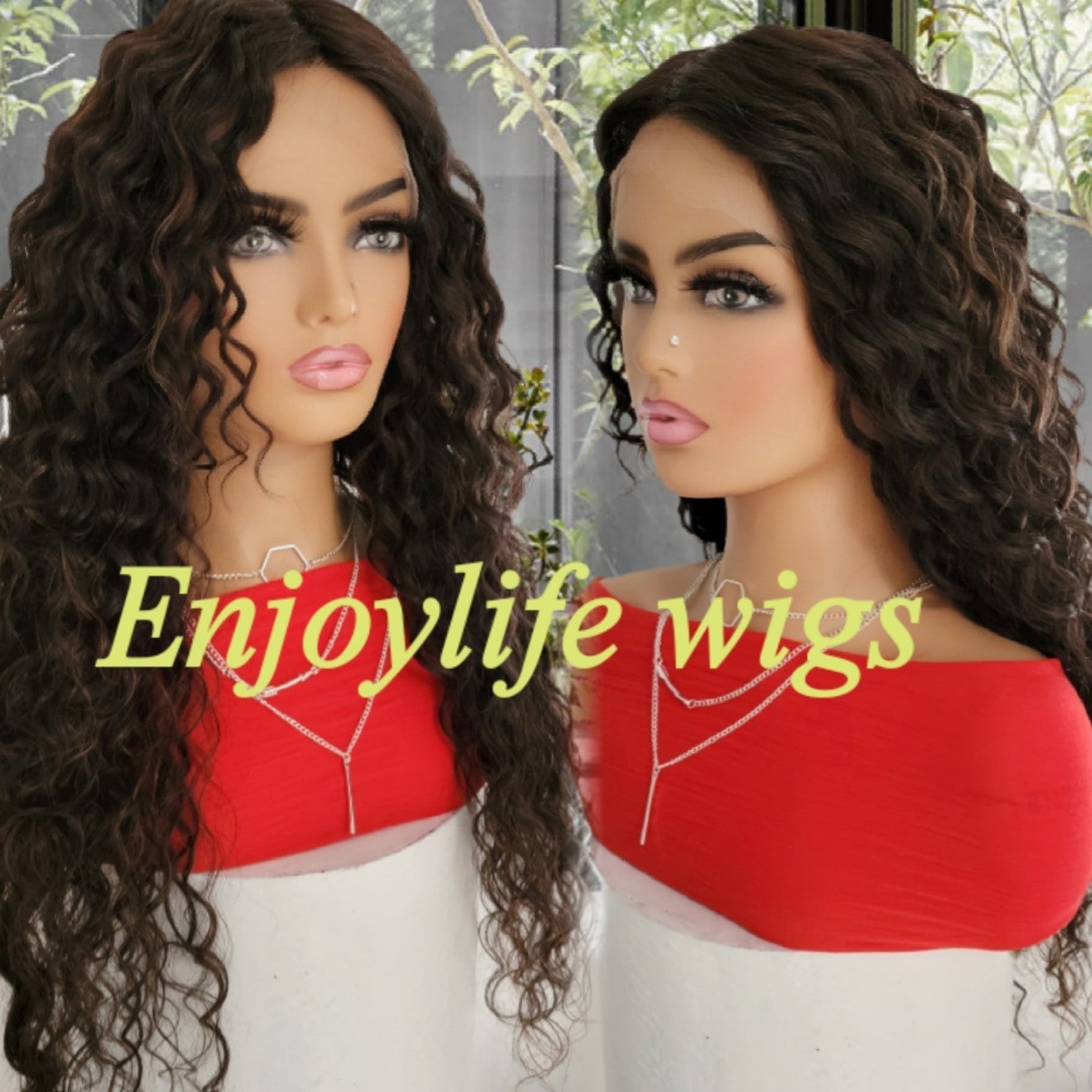Human hair water wave lace front wig