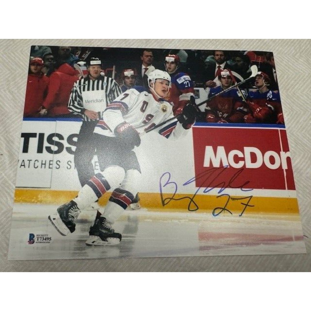 NHL Brady Tkachuk signed 8x10 Ottawa Senators Full Autograph With Beckett COA A