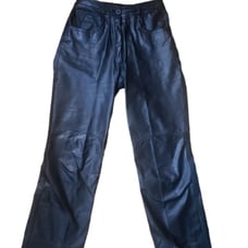 Vintage 90s Women's Bermans High Rise Black Minimalist Leather Pants Size 8