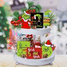 Christmas Tiered Tray Decorations - 6pcs Wooden Signs Table Centerpieces for Hol