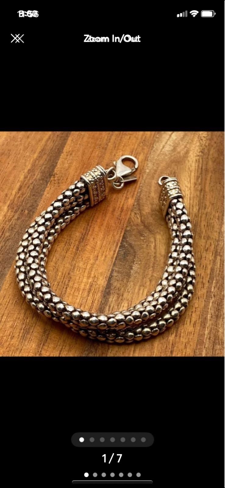 Silpada B1210 Sterling Silver Triple Strand Popcorn Bracelet