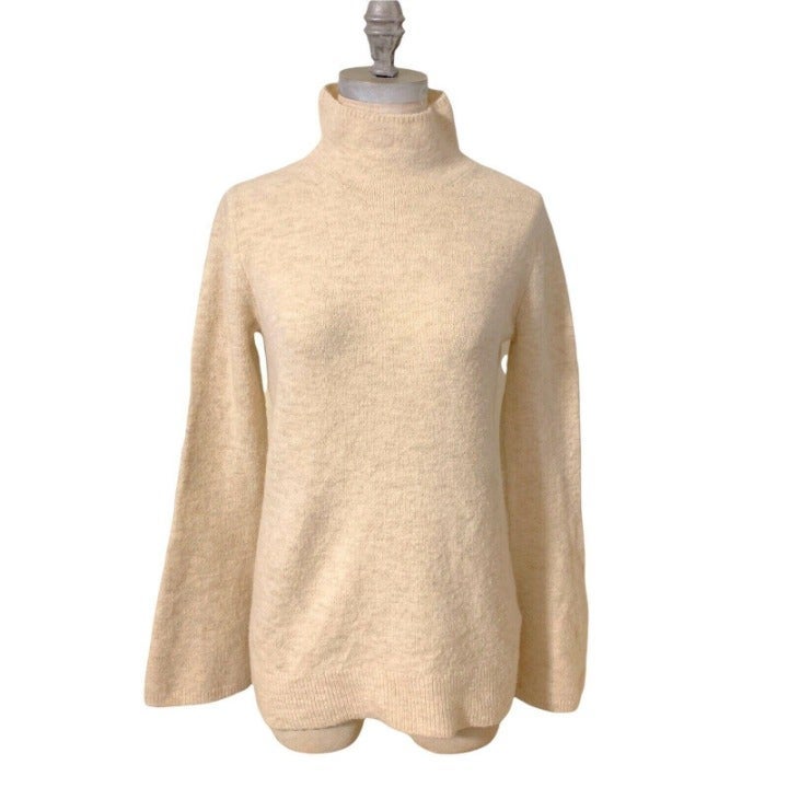 Club Monaco Heathered Brown Mock Turtleneck Sweater Bell Sleeves Size Small